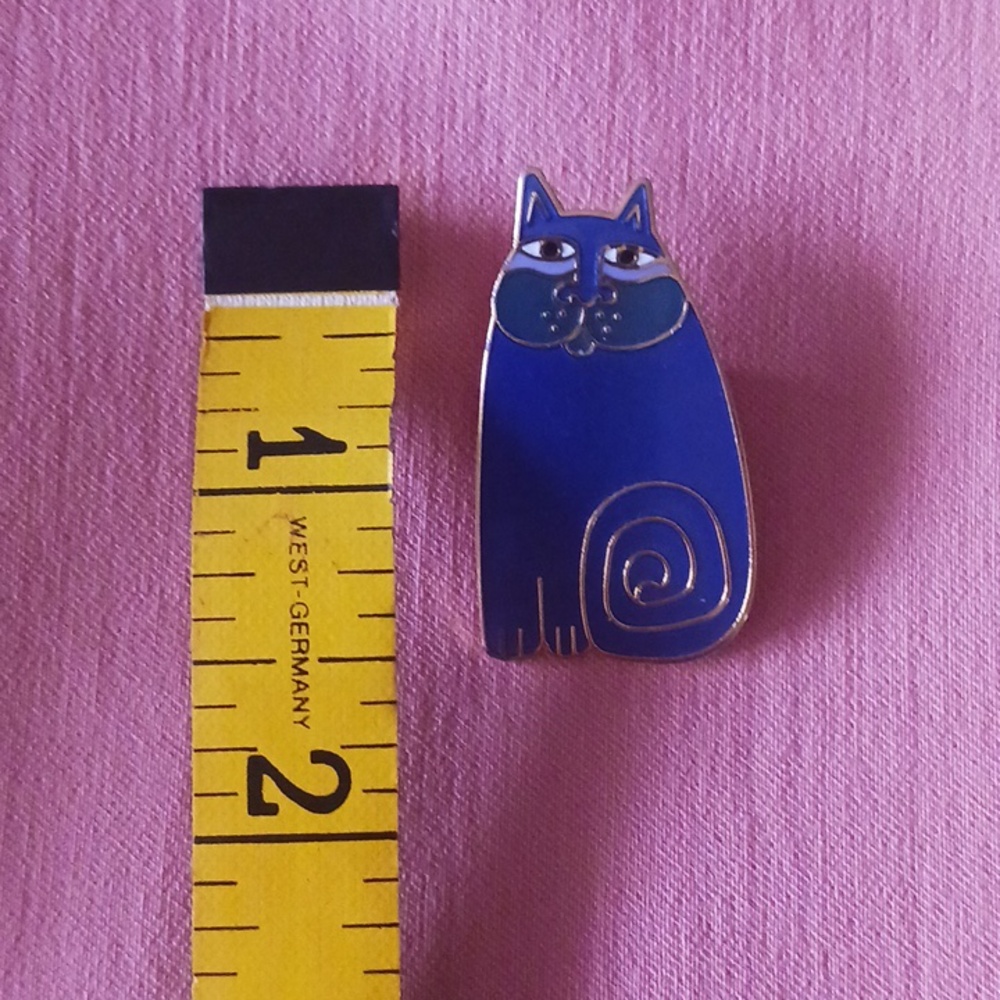 Vintage Retired Laurel Burch Blue Cat Enamel Brooch - Picture 6 of 7
